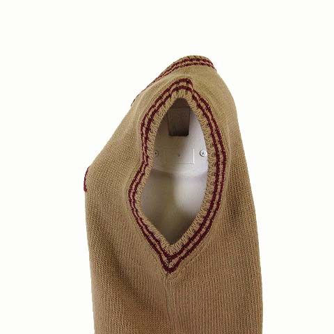 Prada Wool Cashmere Knit Vest Sleeveless Sweater and Logo Jacquard S Camel 38 — view 4