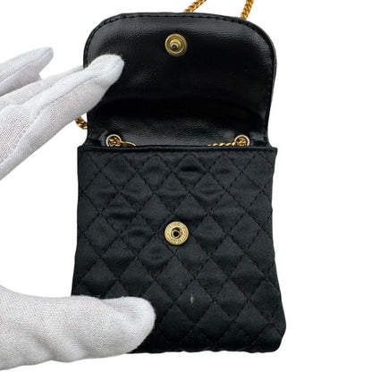 Chanel Quilted Leather Chain Shoulder Pouch Black — view 4