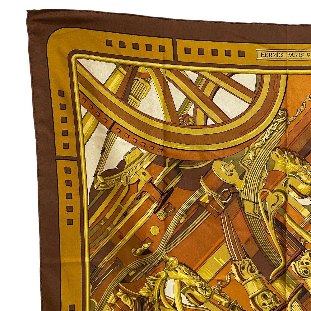 Hermes Rythmes du Monde Carre 90 Silk Scarf Brown