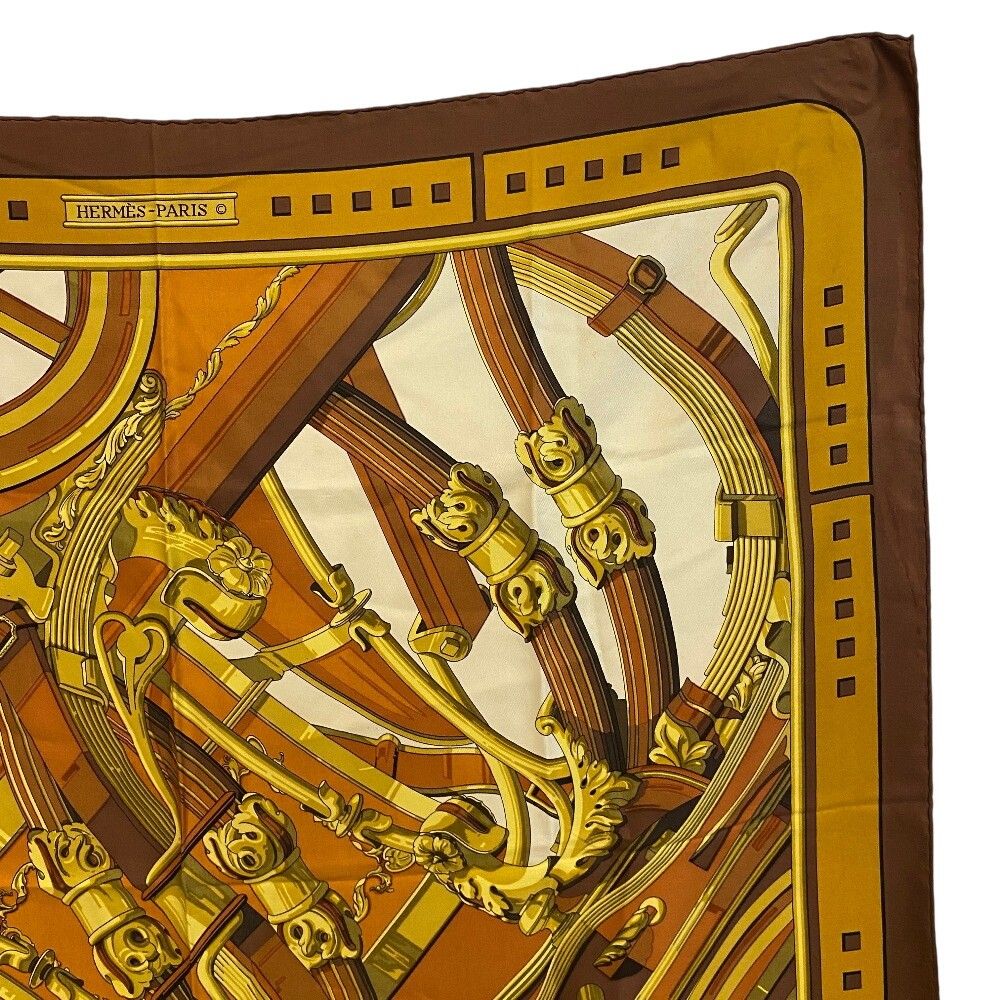 Hermes Rythmes du Monde Carre 90 Silk Scarf Brown — view 2