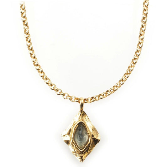 Saint Laurent Vintage Diamond Color Stone Necklace Gold