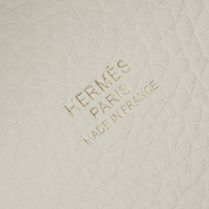 Hermes Picotin Lock PM 18 Tote Taurillon Clemence Gray Pale White Gold — view 7