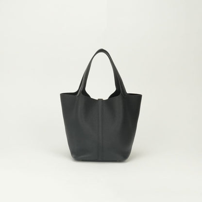 Hermes Picotin Lock MM Tote Taurillon Clemence Noir Black Gold — view 3