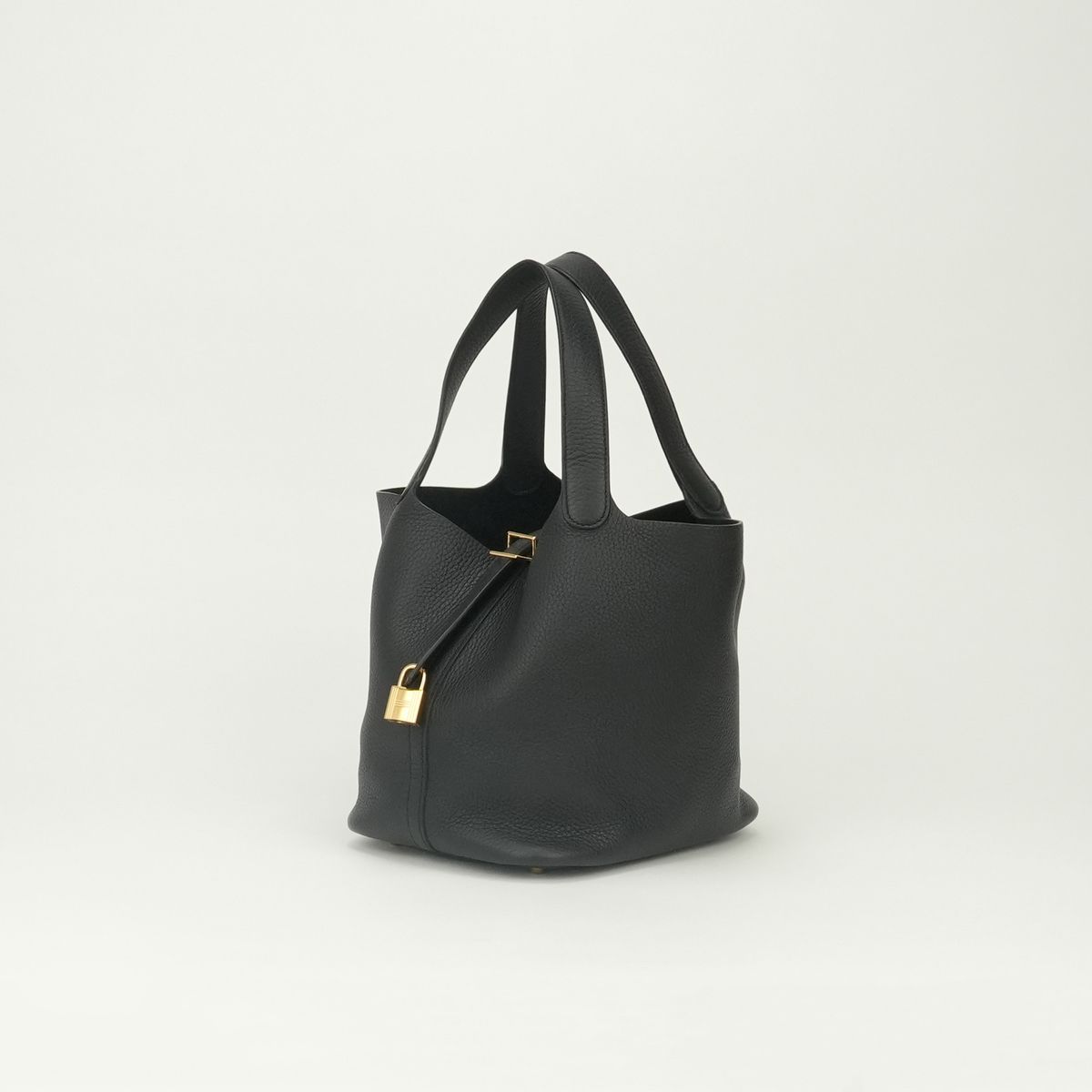 Hermes Picotin Lock MM Tote Taurillon Clemence Noir Black Gold — view 2