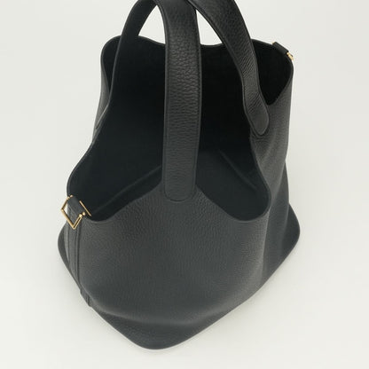 Hermes Picotin Lock MM Tote Taurillon Clemence Noir Black Gold — view 8