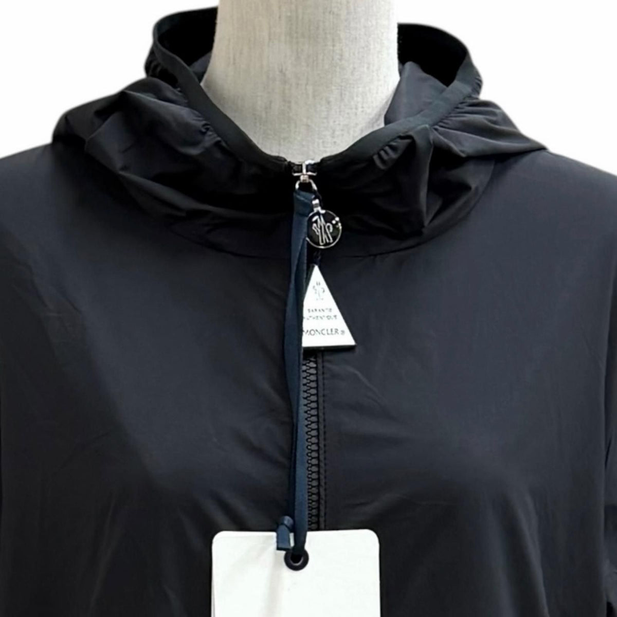 Moncler Fegeo Logo Patch Hooded Zip UP Windbreaker Nylon Jacket Black — view 2