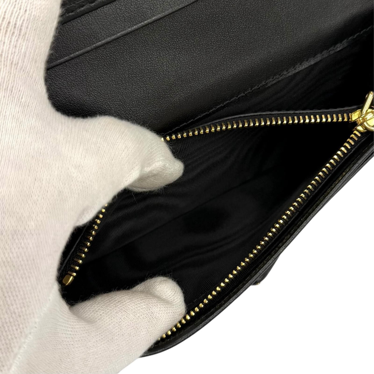 Prada Triangle Logo City Calfskin Tab Wallet Black — view 7
