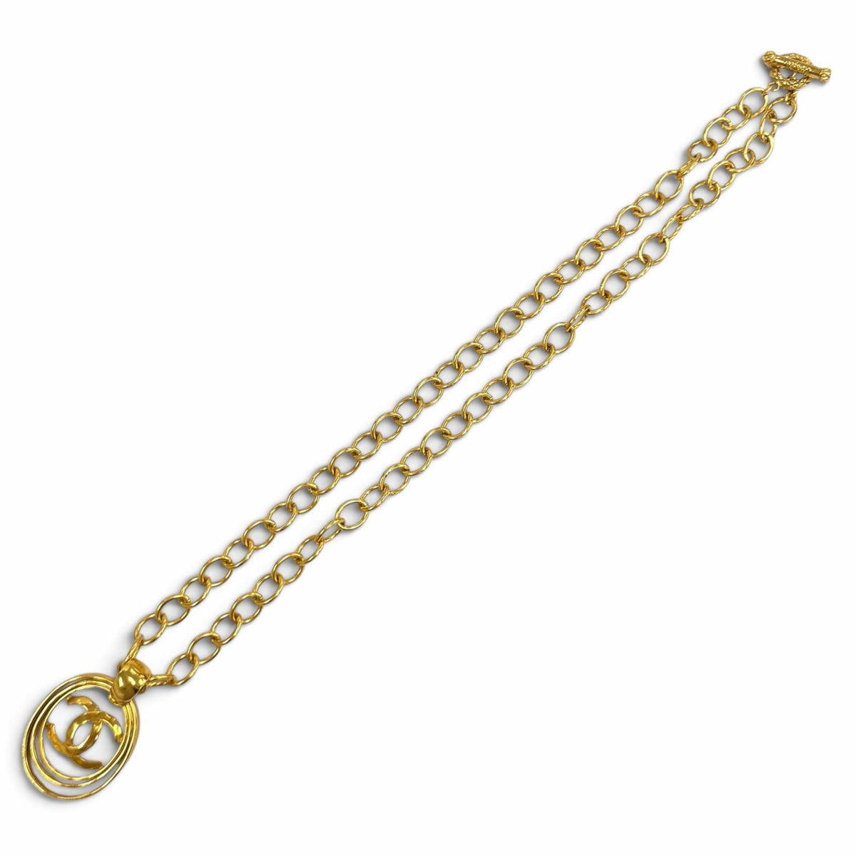 Chanel 95P Vintage CC Logo Chain Pendant Gold Necklace — view 4