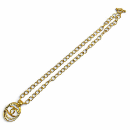 Chanel 95P Vintage CC Logo Chain Pendant Gold Necklace — view 4