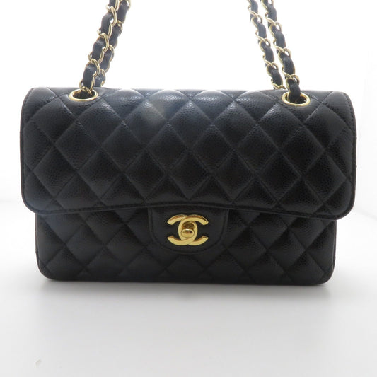 Chanel Quilted Chain Shoulder 23 Black Caviar Bag