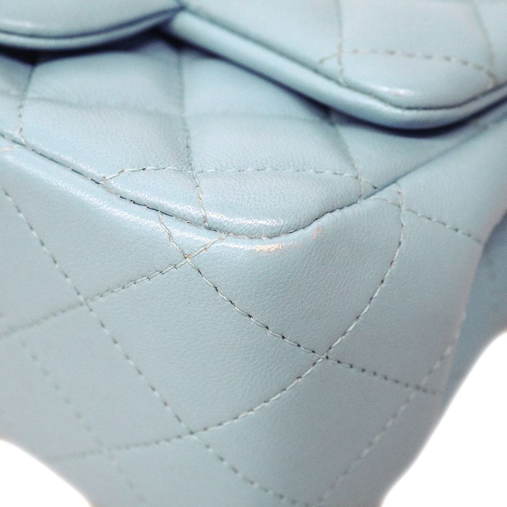 Chanel Shoulder Bag Mini Quilted Lambskin Light Blue Champagne Gold — view 6