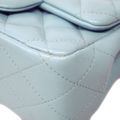 Chanel Shoulder Bag Mini Quilted Lambskin Light Blue Champagne Gold — view 6