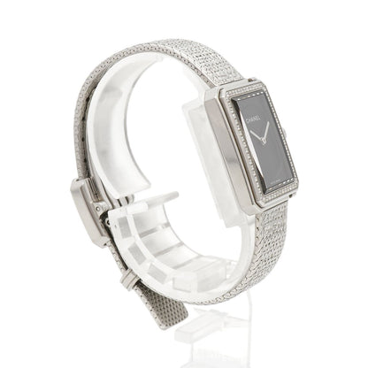 Chanel Boyfriend Tweed Diamond Bezel Black Dial Watch — view 3