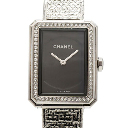 Chanel Boyfriend Tweed Diamond Bezel Black Dial Watch