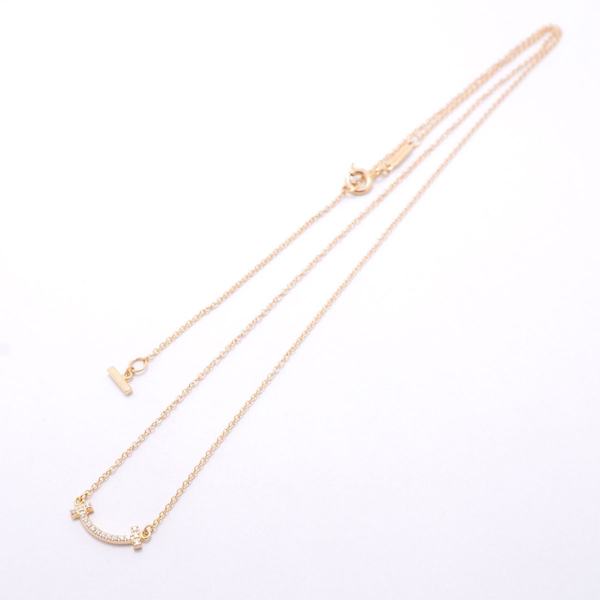 Tiffany & Co Necklace T Smile Mini 18k Pink Gold Diamond — view 3