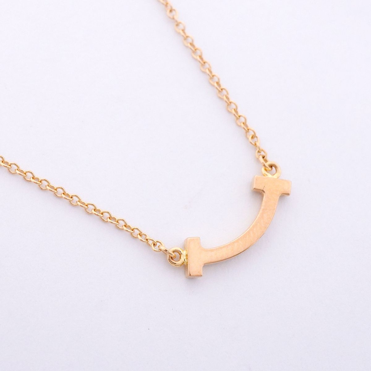 Tiffany & Co Necklace T Smile Mini 18k Pink Gold Diamond — view 2