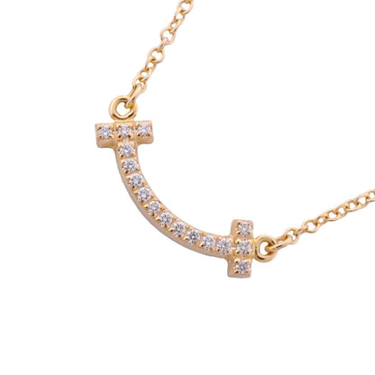 Tiffany & Co Necklace T Smile Mini 18k Pink Gold Diamond
