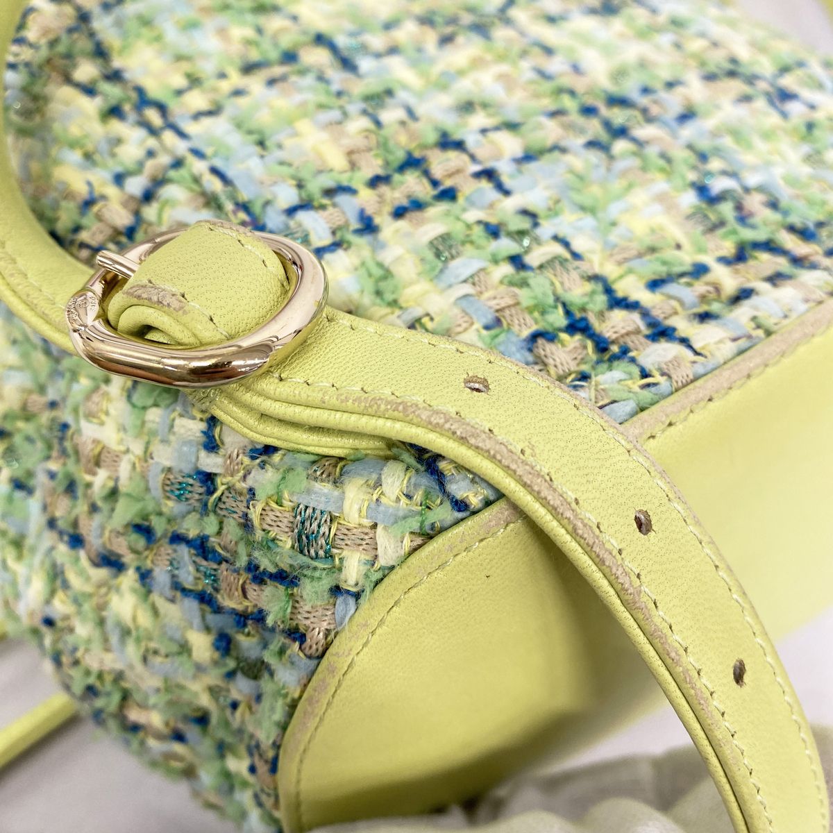 Chanel Backpack Tweed Green Champagne Gold — view 7