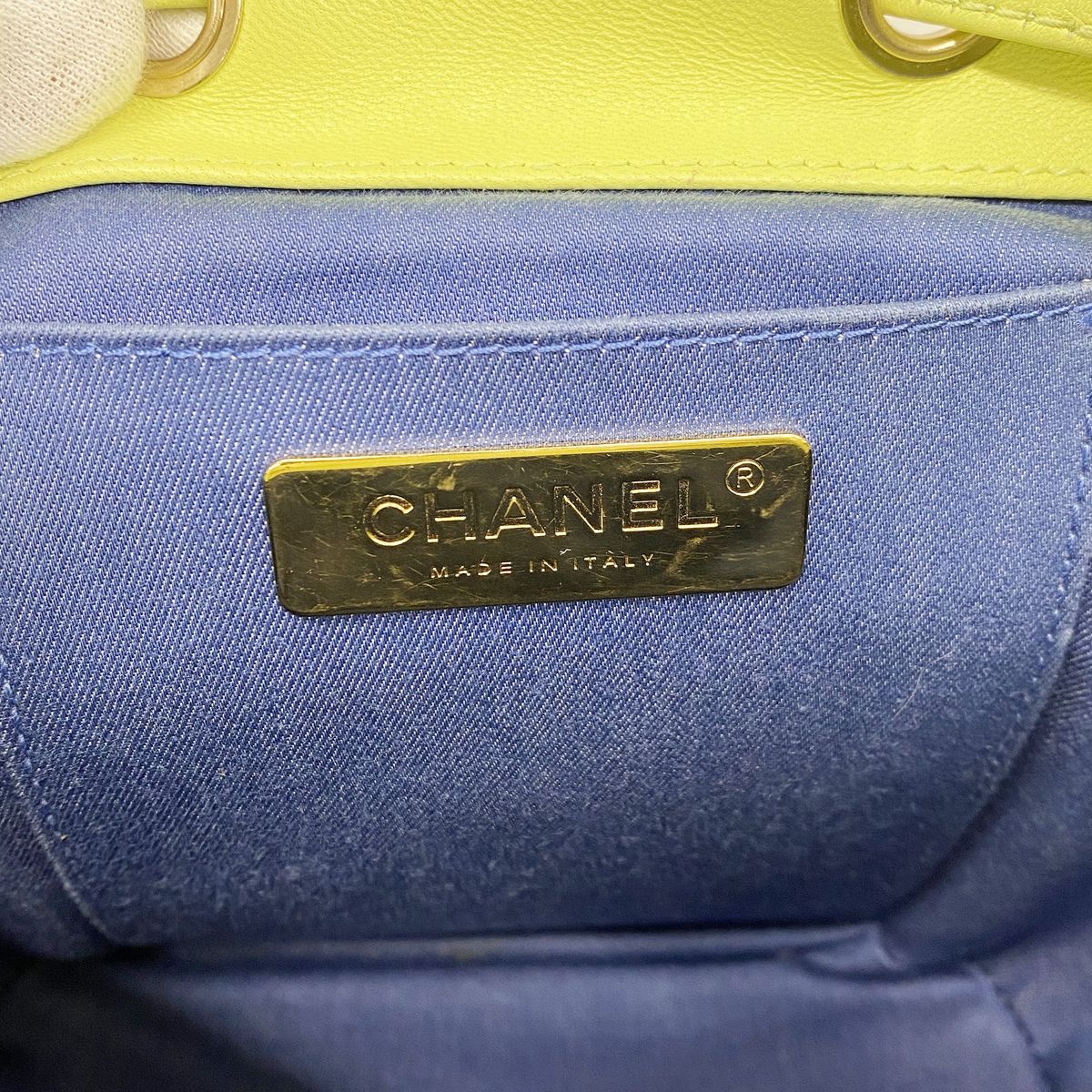 Chanel Backpack Tweed Green Champagne Gold — view 5