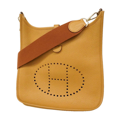 Hermes Shoulder Bag Evelyne Taurillon Clemence Tabac Camel Silver