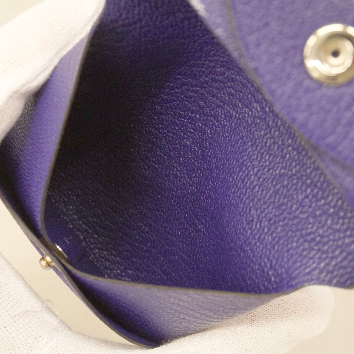 Hermes Coin Purse Bastia Chevre Mysore Purple Silver — view 4
