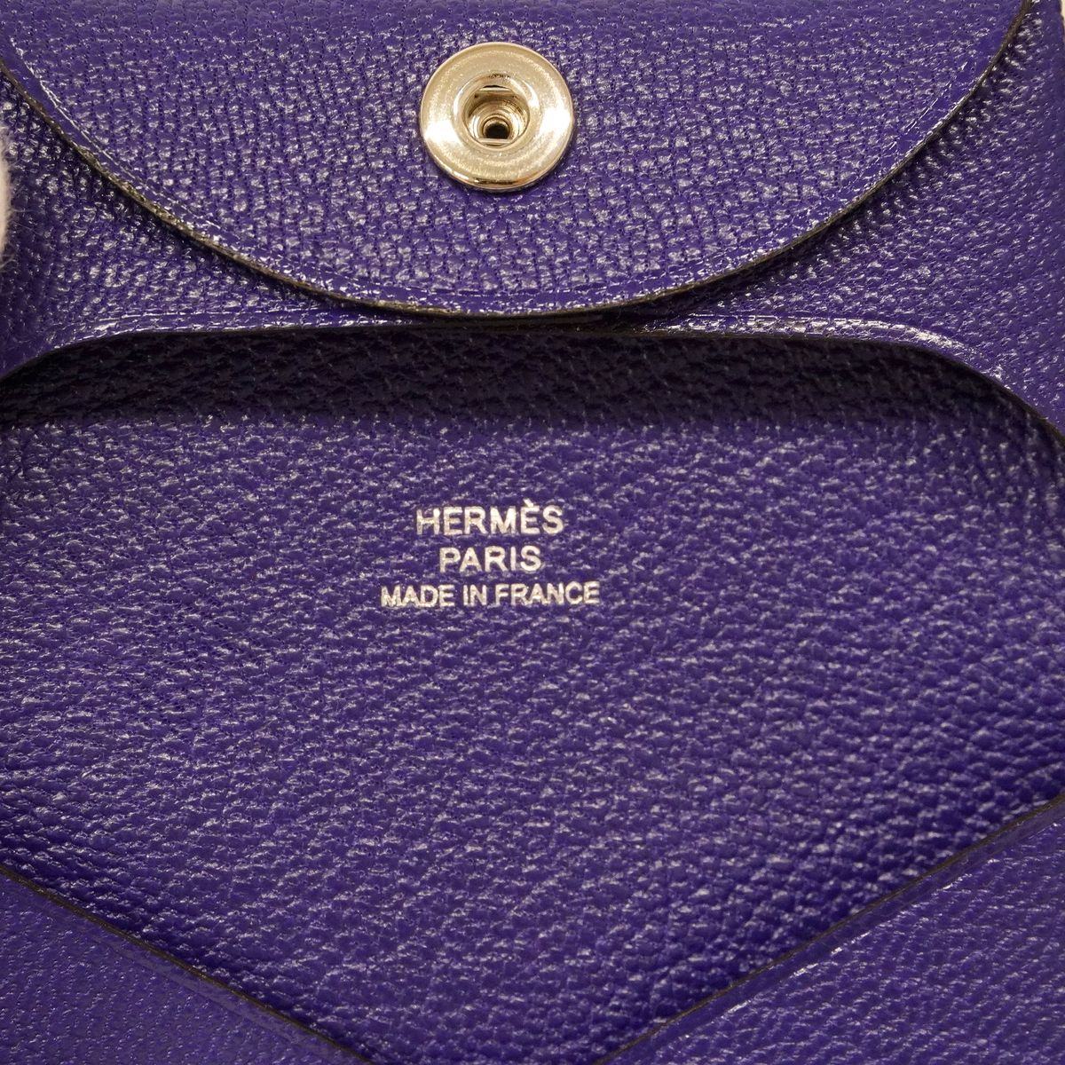 Hermes Coin Purse Bastia Chevre Mysore Purple Silver — view 5