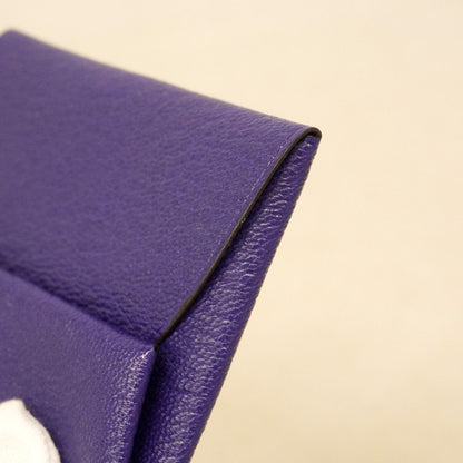 Hermes Coin Purse Bastia Chevre Mysore Purple Silver — view 6