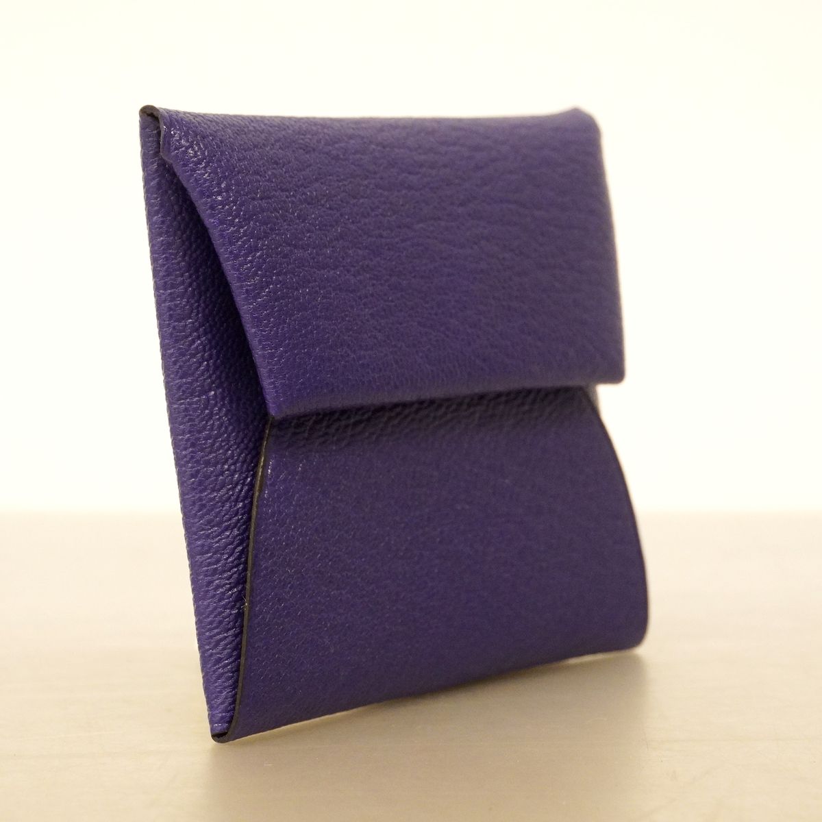 Hermes Coin Purse Bastia Chevre Mysore Purple Silver — view 2