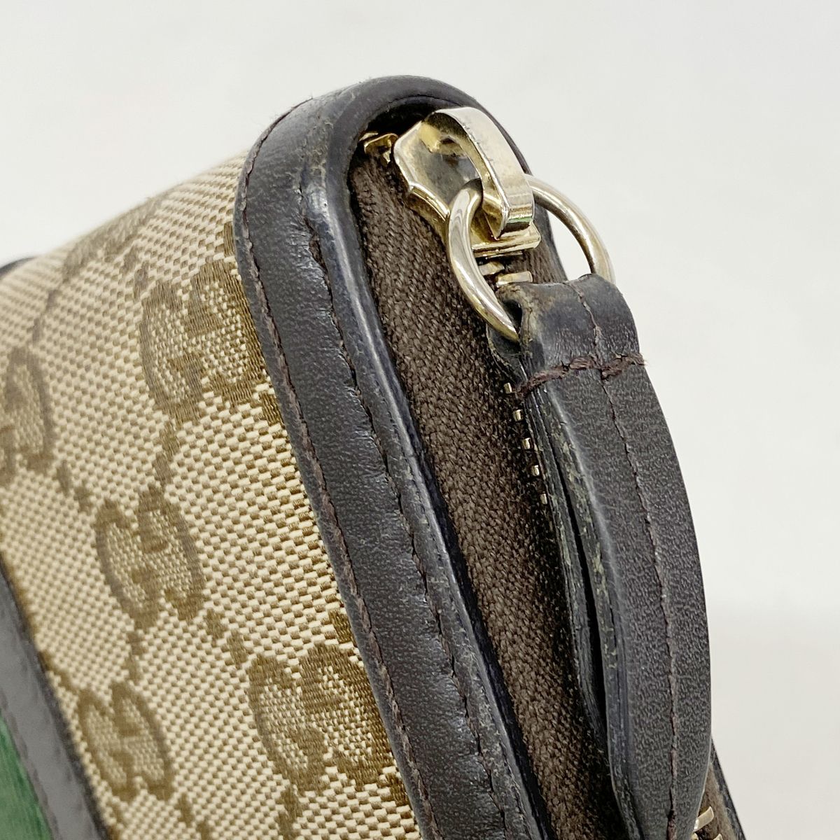 Gucci Wallet GG Canvas Sherry Line Brown Gold — view 7