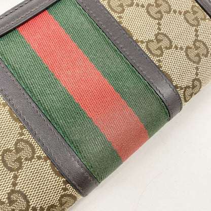 Gucci Wallet GG Canvas Sherry Line Brown Gold — view 8