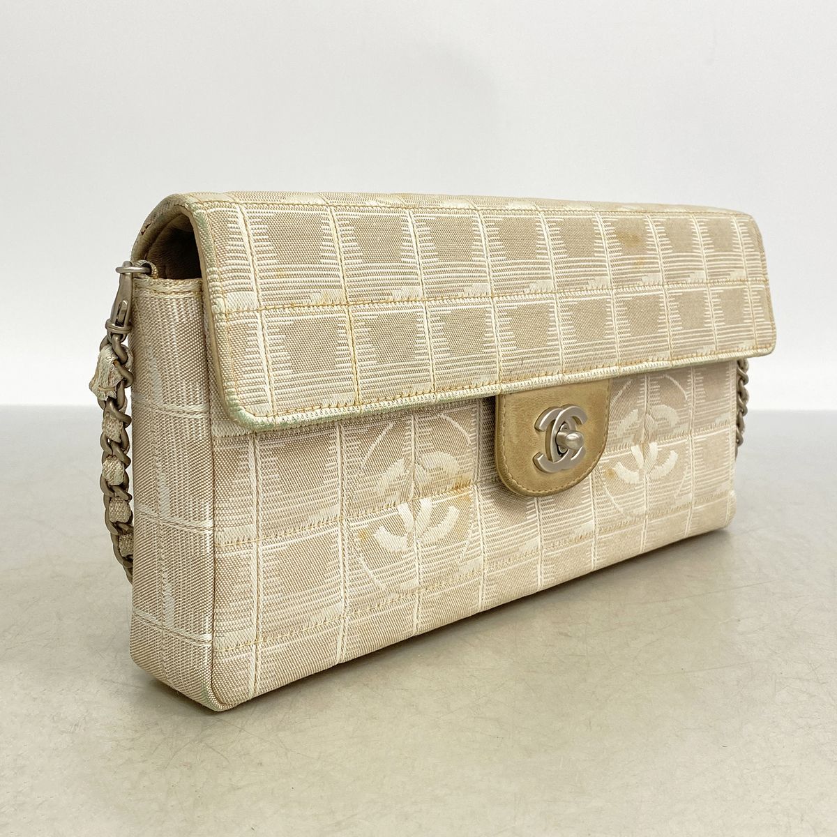 Chanel Shoulder Bag New Travel Nylon Beige Silver — view 2