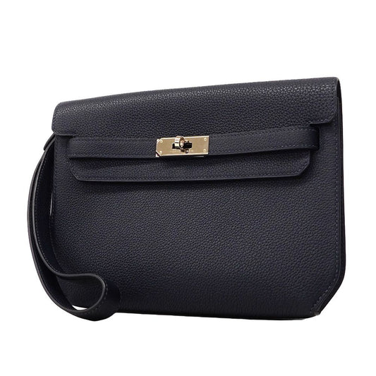 Hermes Clutch Kelly Depeches 25 Togo Blue Indigo Silver
