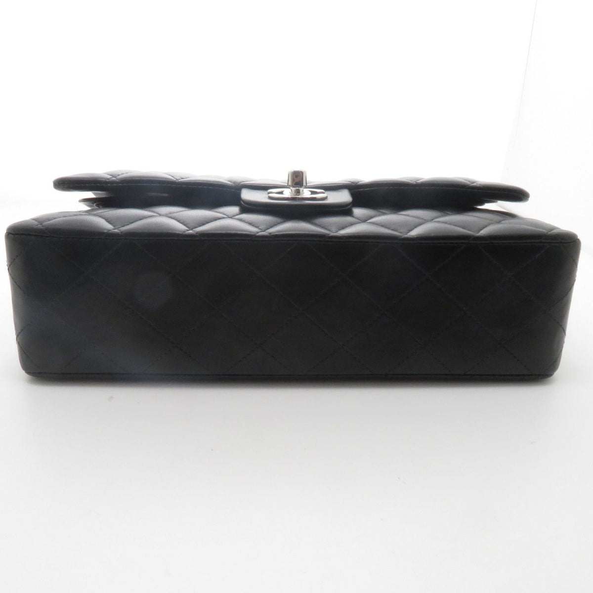 Chanel Quilted Double Flap 25 Chain Shoulder Bag Black Silver Lambskin — view 5