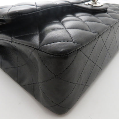 Chanel Quilted Double Flap 25 Chain Shoulder Bag Black Silver Lambskin — view 7