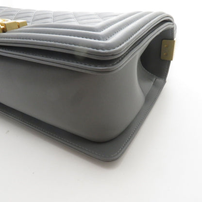 Chanel Boy Chain Shoulder Bag 25 Gray Lambskin — view 6
