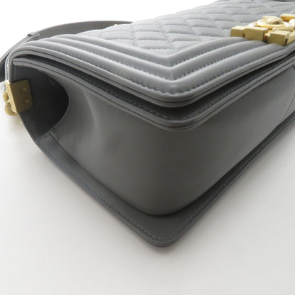 Chanel Boy Chain Shoulder Bag 25 Gray Lambskin — view 7