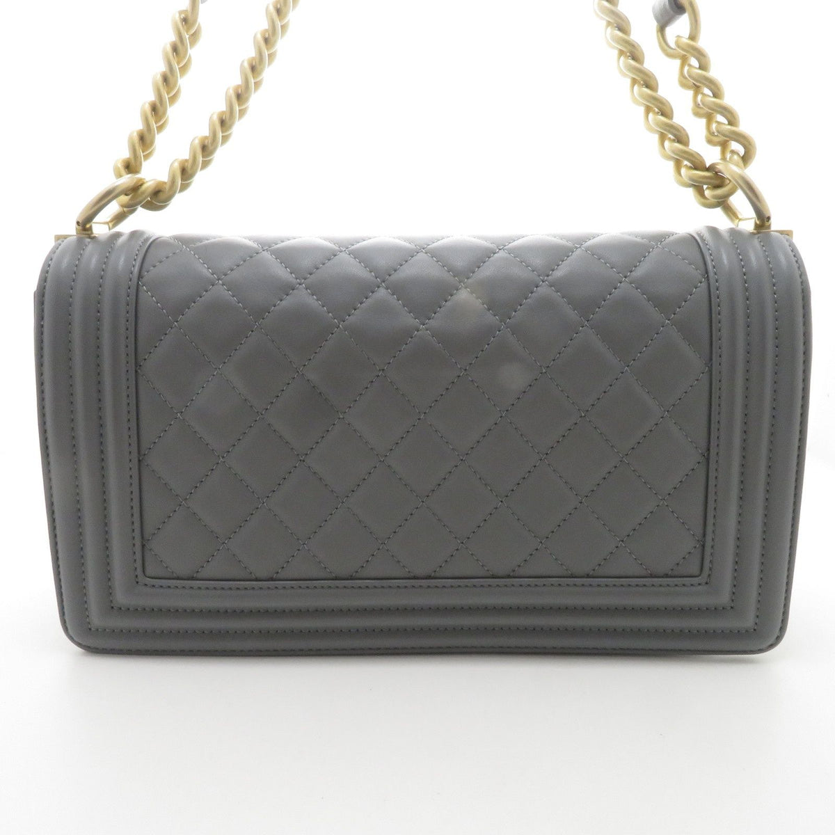 Chanel Boy Chain Shoulder Bag 25 Gray Lambskin — view 3