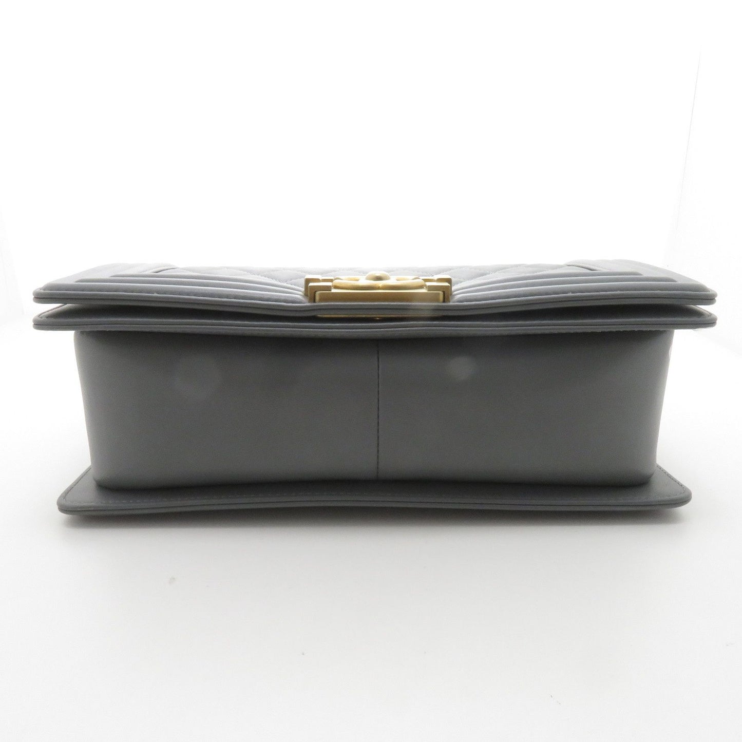 Chanel Boy Chain Shoulder Bag 25 Gray Lambskin — view 5