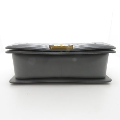 Chanel Boy Chain Shoulder Bag 25 Gray Lambskin — view 5