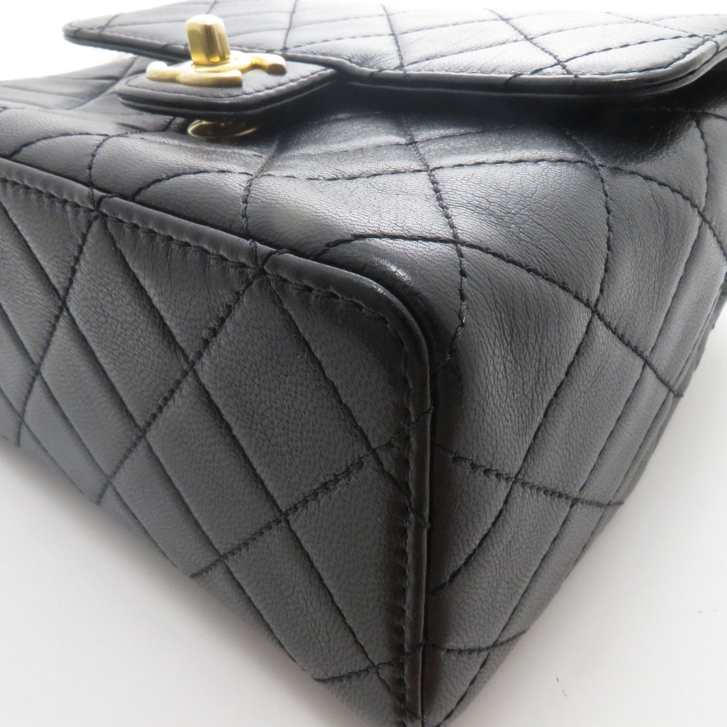 Chanel Quilted Mini Flap Chain Shoulder Black Leather Bag — view 6