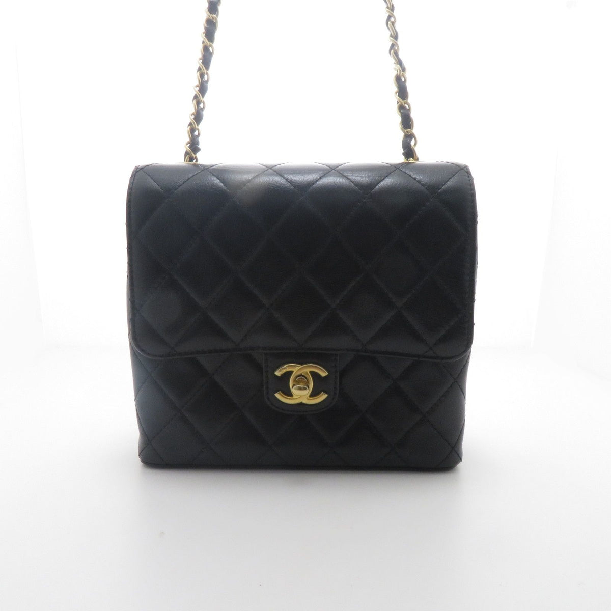 Chanel Quilted Mini Flap Chain Shoulder Black Leather Bag