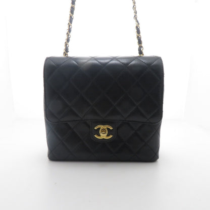 Chanel Quilted Mini Flap Chain Shoulder Black Leather Bag