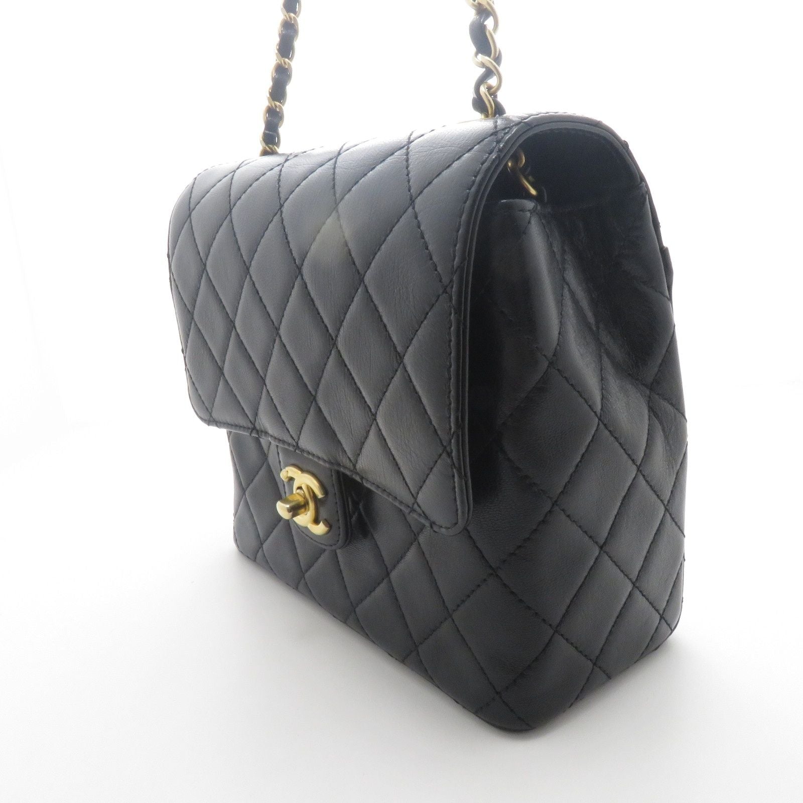Chanel Quilted Mini Flap Chain Shoulder Black Leather Bag — view 2