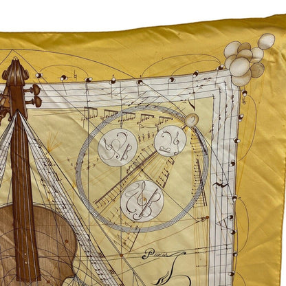 Hermes la Musique Des Spheres Carre 90 Silk Scarf Yellow — view 2