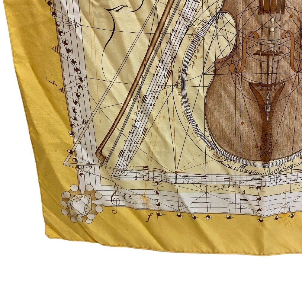 Hermes la Musique Des Spheres Carre 90 Silk Scarf Yellow — view 4
