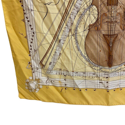 Hermes la Musique Des Spheres Carre 90 Silk Scarf Yellow — view 4