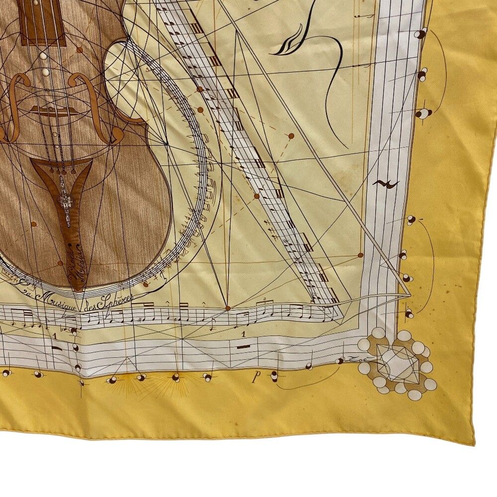 Hermes la Musique Des Spheres Carre 90 Silk Scarf Yellow — view 5