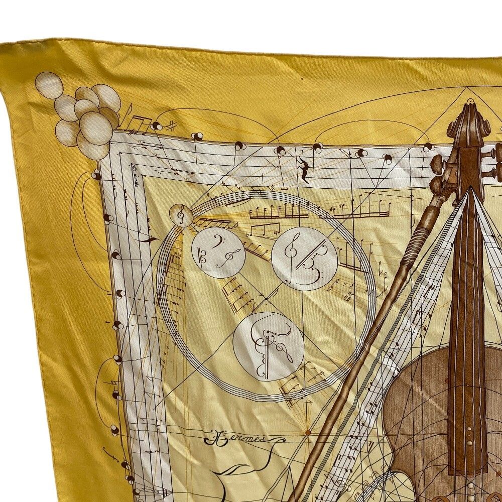Hermes la Musique Des Spheres Carre 90 Silk Scarf Yellow — view 3