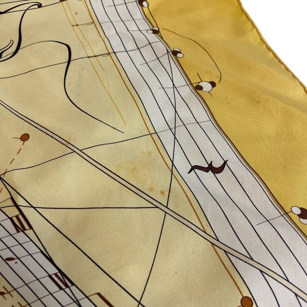 Hermes la Musique Des Spheres Carre 90 Silk Scarf Yellow — view 6