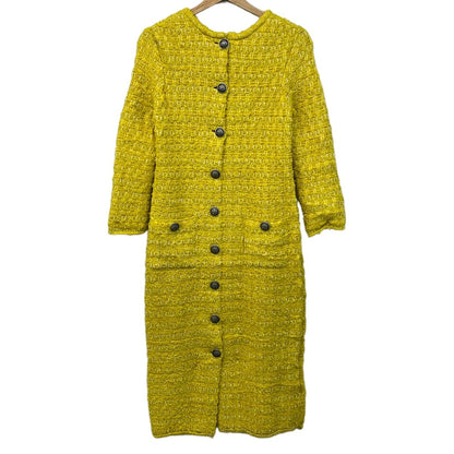 Balenciaga Dress Yellow White Gold Long Sleeve Tweed Glitter